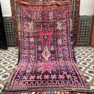 Authentic Vintage 1980s Boujad Handmade Rug -- 9'.5"x5'.6"